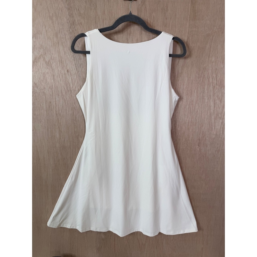 Qinsen Womens White Double Lined Sleeveless Scoop Back Mini Dress NEW